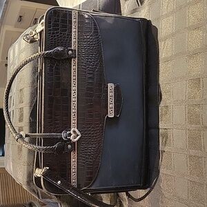 Brighton Black leather w Nylon Tote Breifcase/Laptop Bag